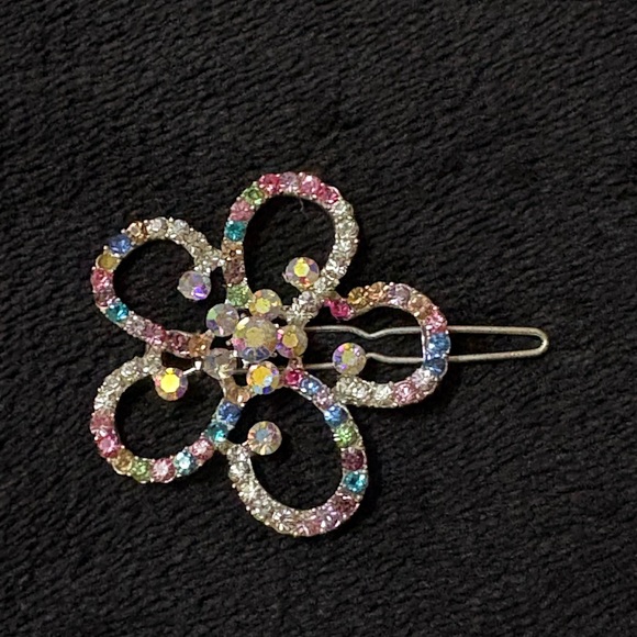 Multicolor Rhinestone Flower Hair Clip - Picture 1 of 3